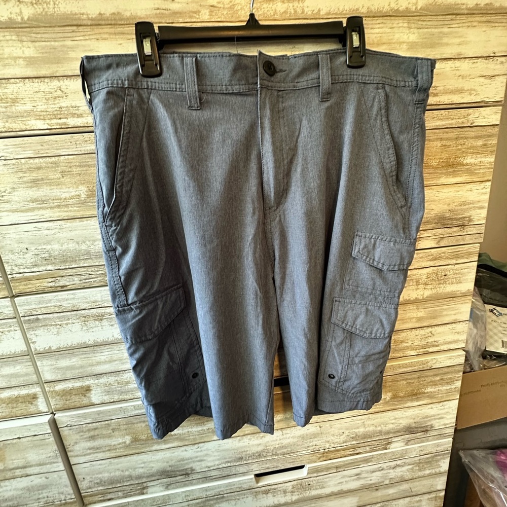 🩶 Iron Co Cargo Shorts Men’s 36 Gray Utility Outdoor Stretch Shorts